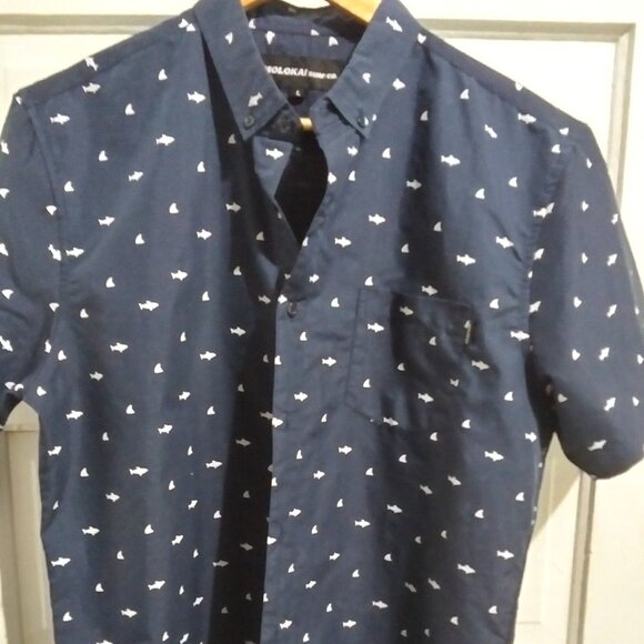 Sz L Molokai Surf Button Down Slim Fit Hawaiian Short Sleeve Shirts Bundle 2!! - Picture 11 of 16